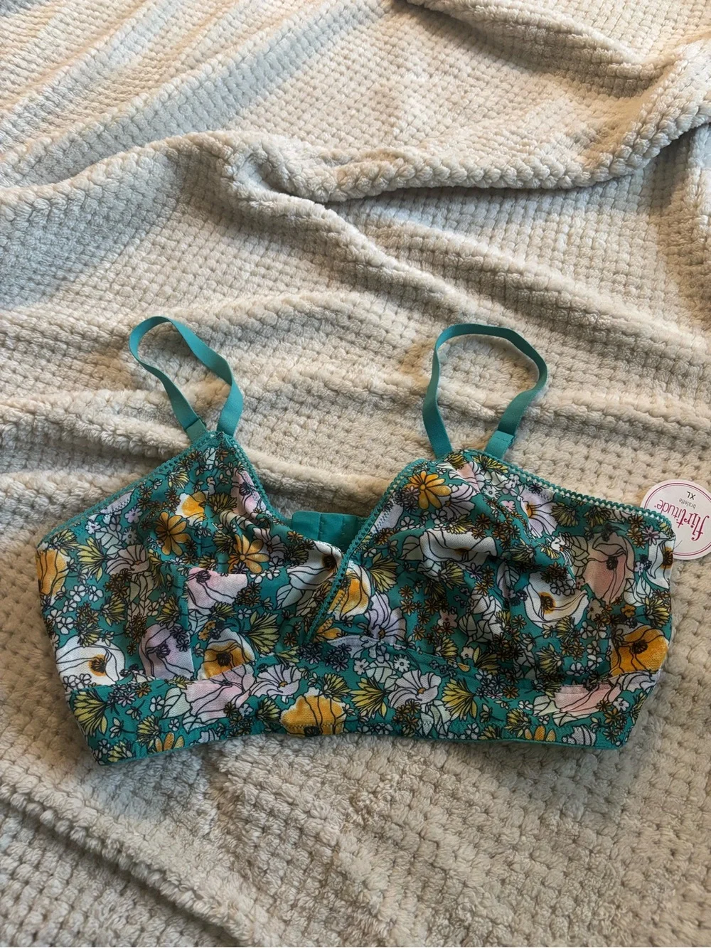 flirtitude Teal Floral Bralette XL lingerie basics loungewear